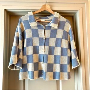 Le Lis 〰️ buttondown checkered knit top